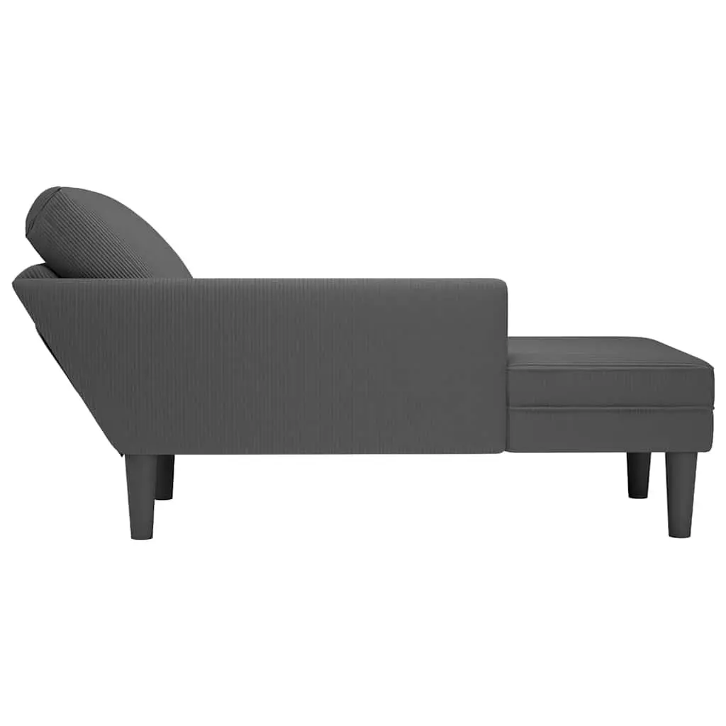 Grey Corduroy Chaise Lounge with Pillow