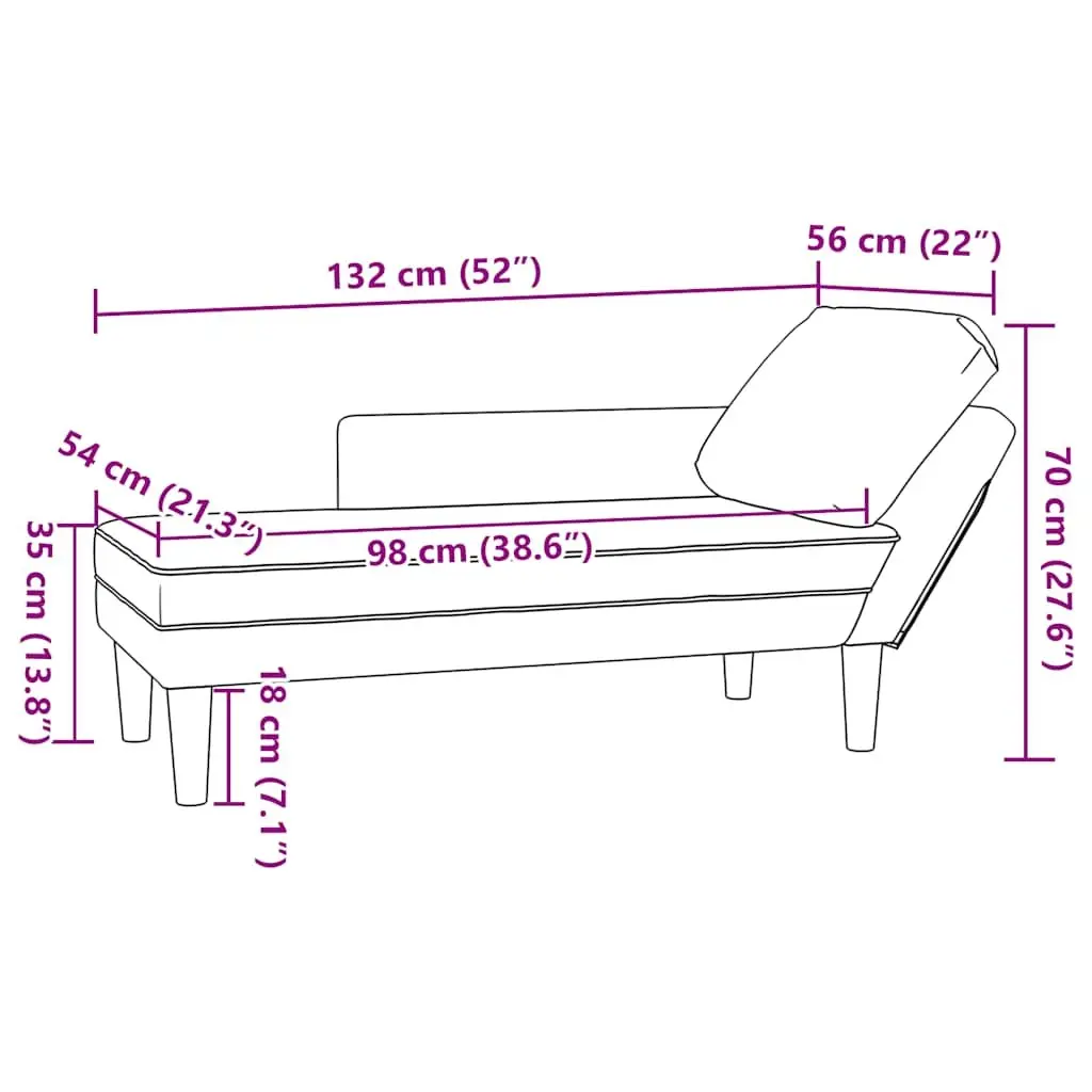 Grey Corduroy Chaise Lounge with Pillow