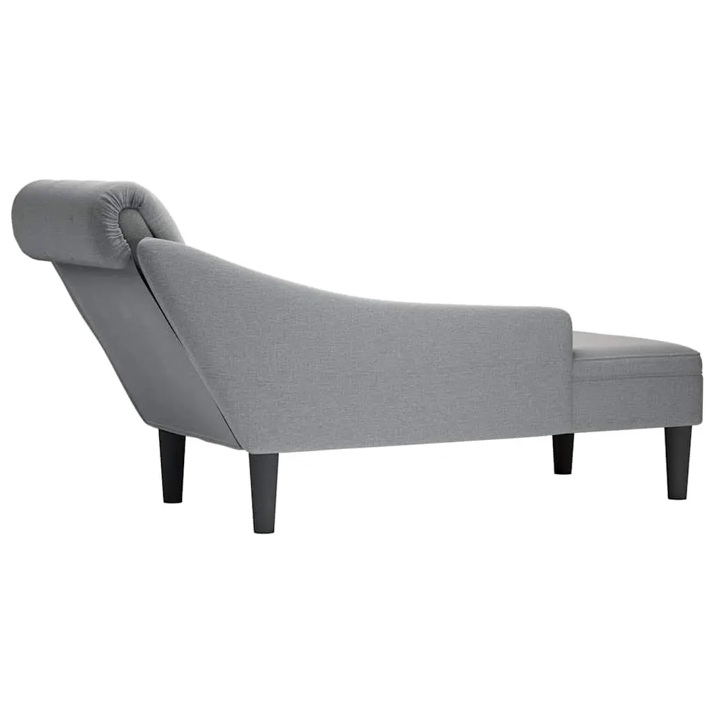 Chaise Lounge Sofa Fabric Light Grey Right Armrest with Lumbar Pillow Button Tufted