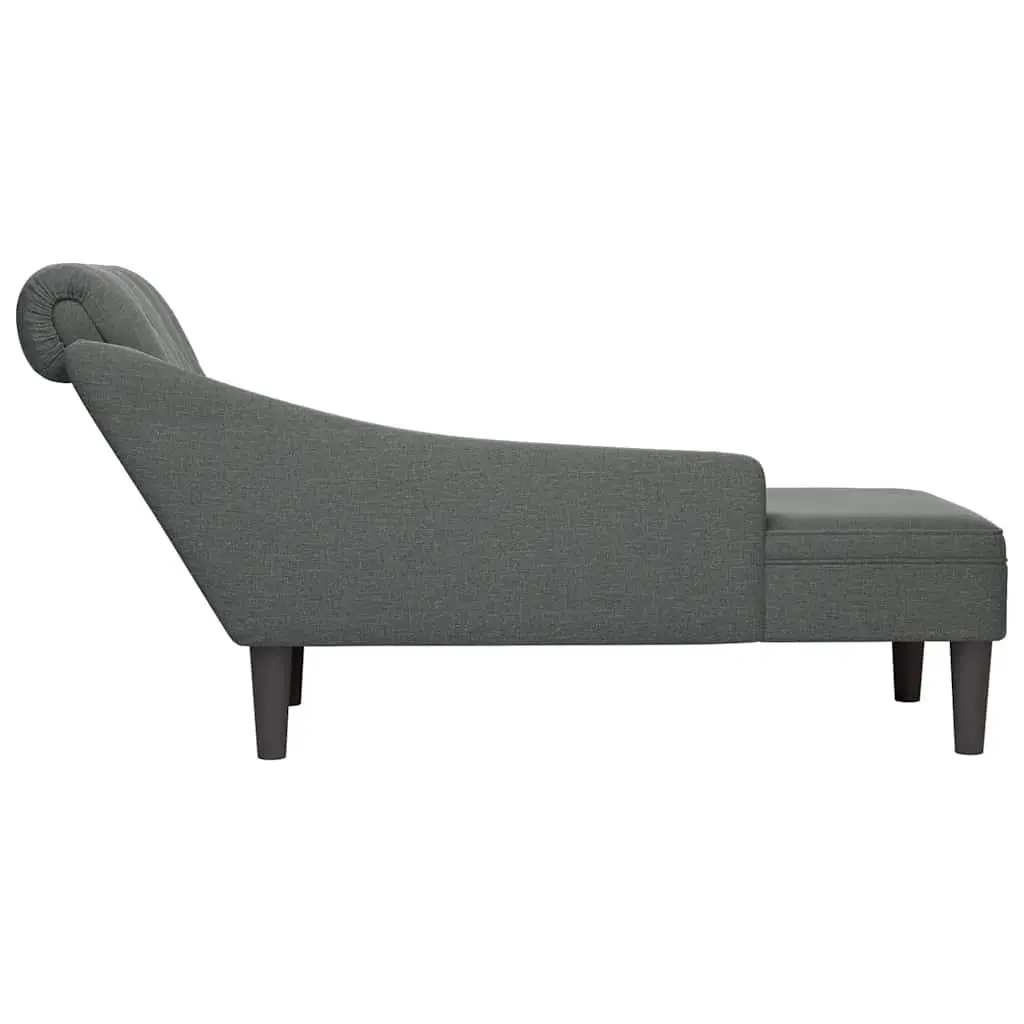 Chaise Lounge Chair Fabric Grey Right Armrest Lumbar Pillow