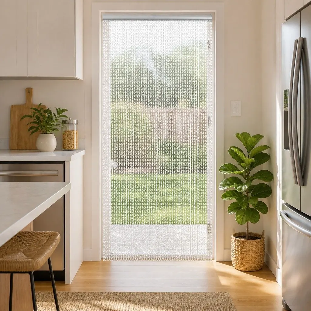 Silver Aluminium Chain Door Fly Screen 80x221 cm