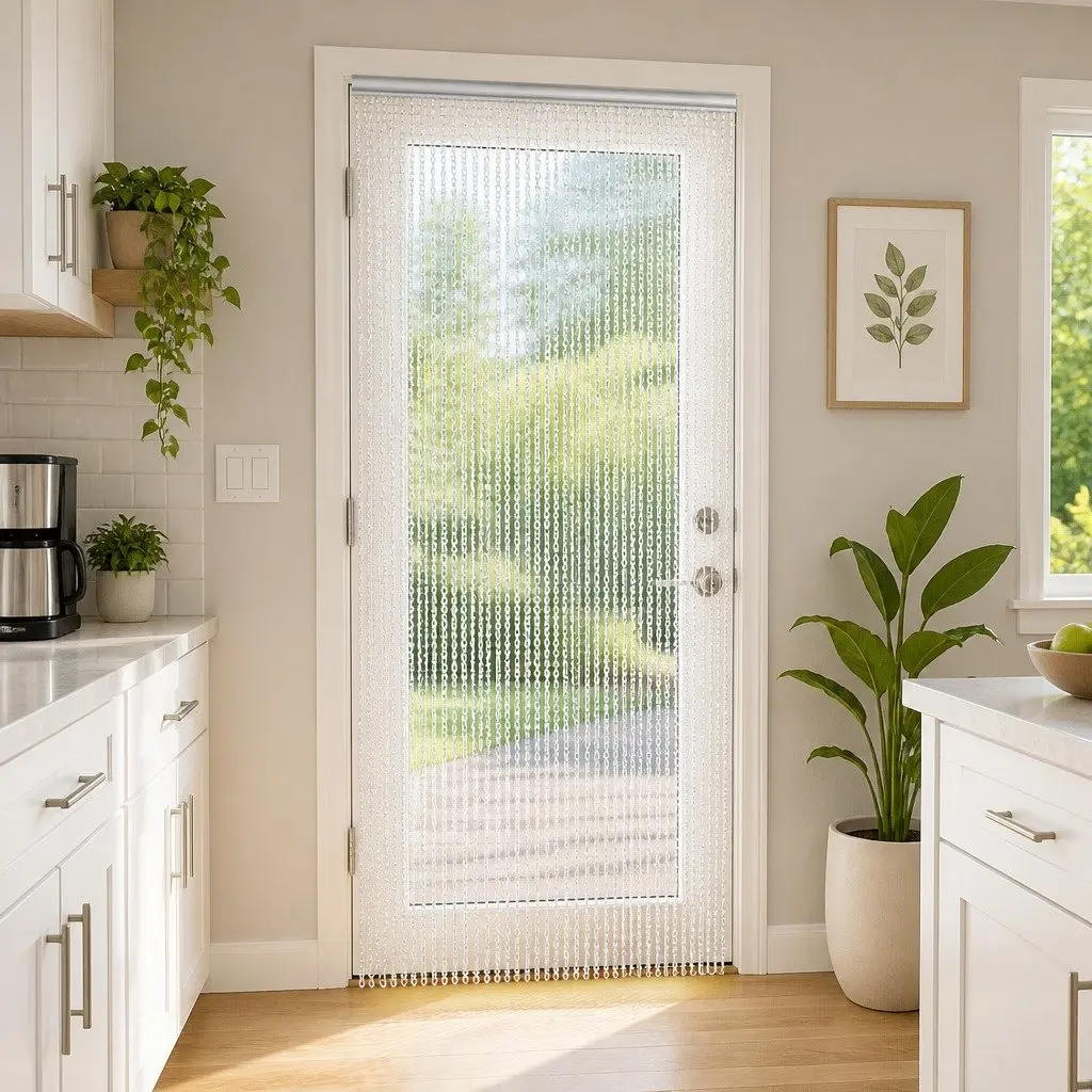 Chain Door Fly Screen 90x200cm Silver Aluminium