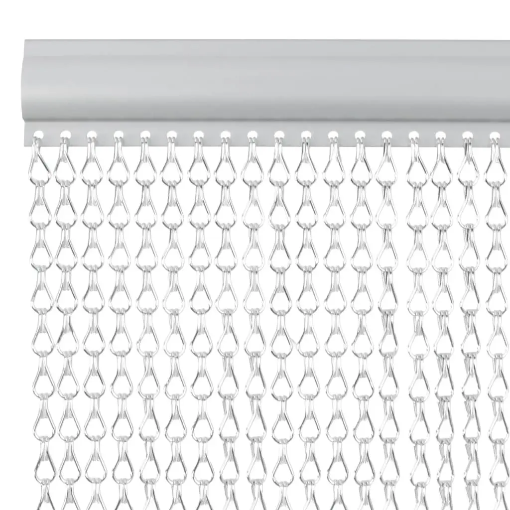 Chain Door Fly Screen 90x212 cm Silver Aluminium