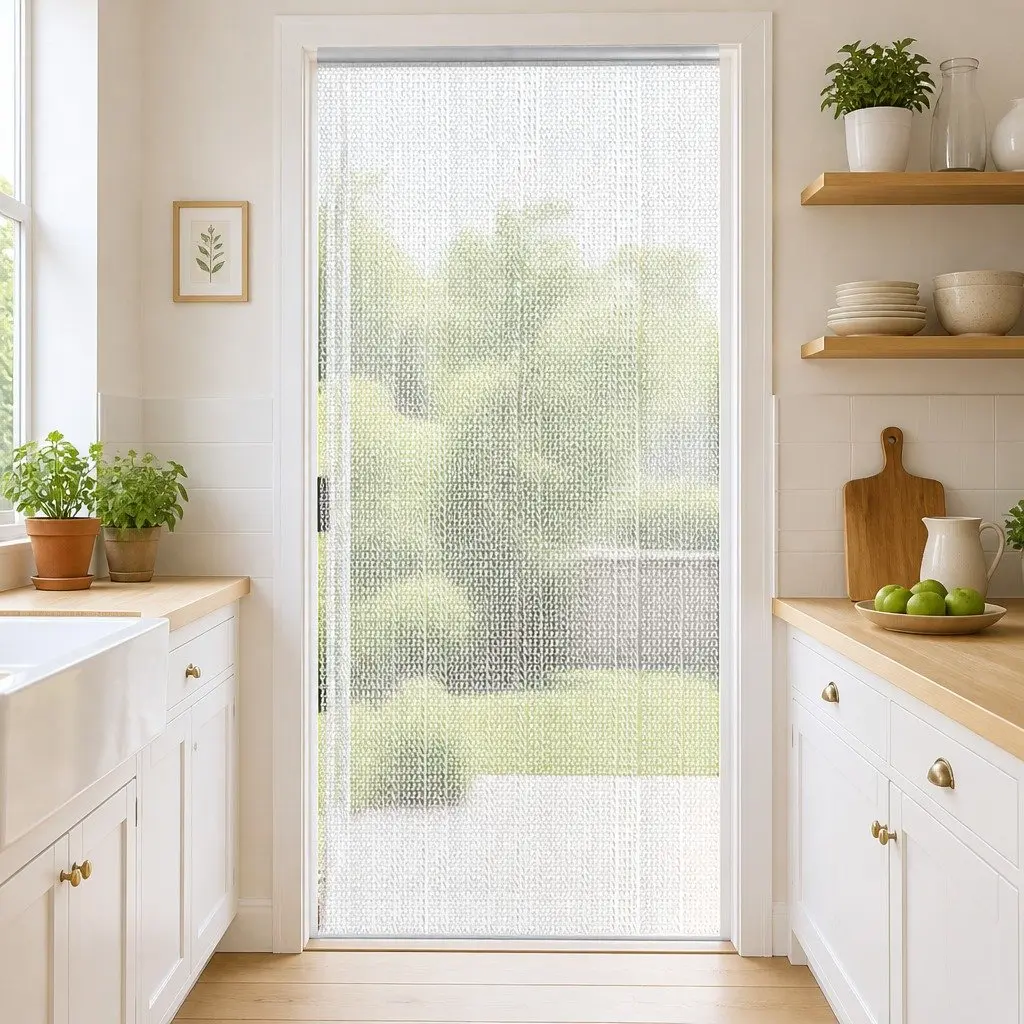 Aluminium Chain Door Fly Screen 100x200 cm Silver Adjustable
