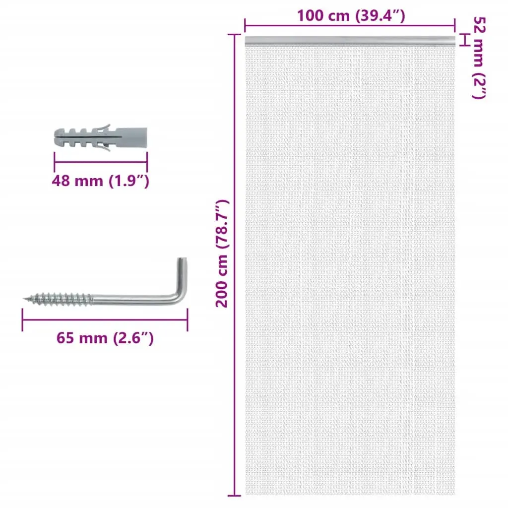 Aluminium Chain Door Fly Screen 100x200 cm Silver Adjustable