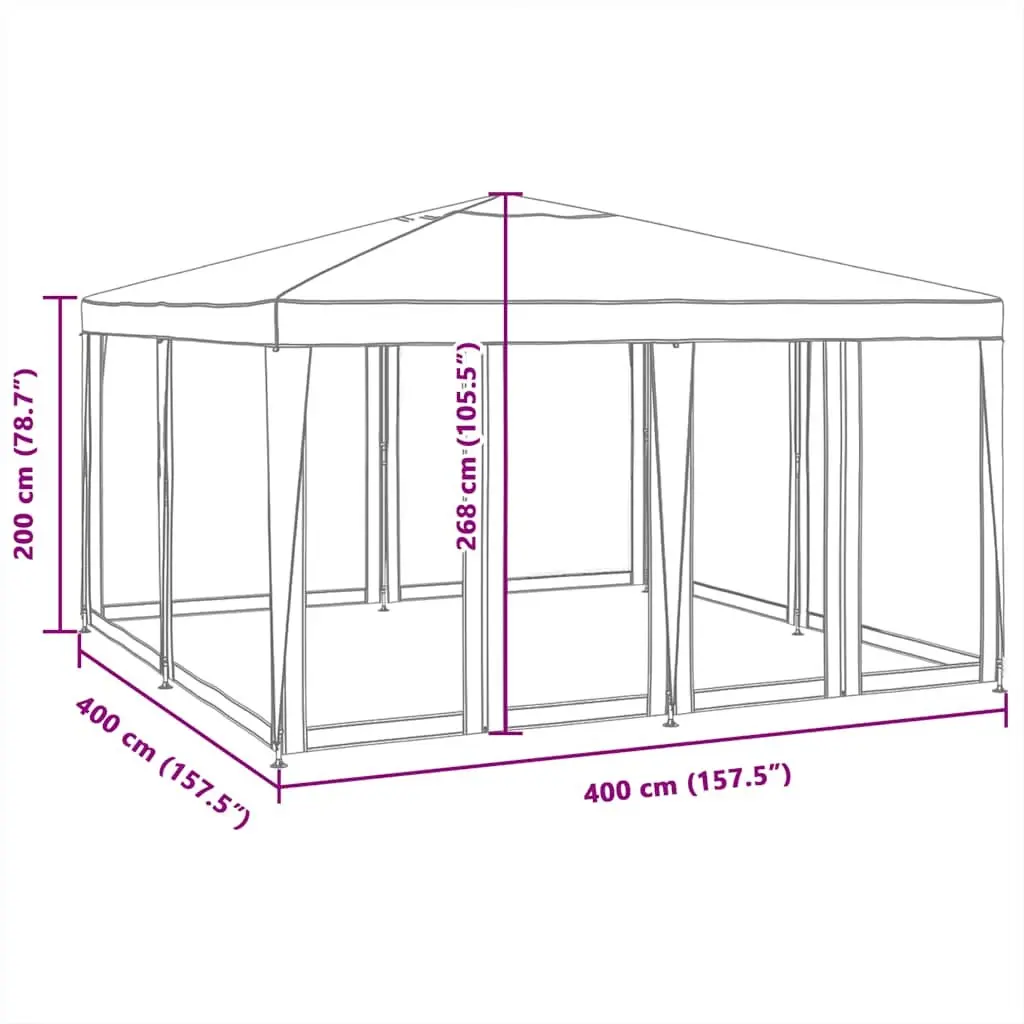 Party Tent HDPE Iron Frame 4x4m White