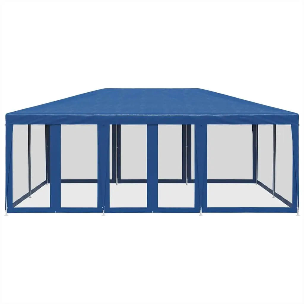 6x4m Blue Party Tent with Mesh Walls