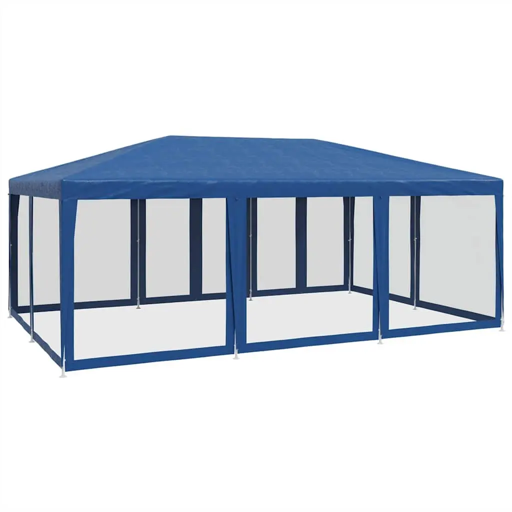 6x4m Blue Party Tent with Mesh Walls