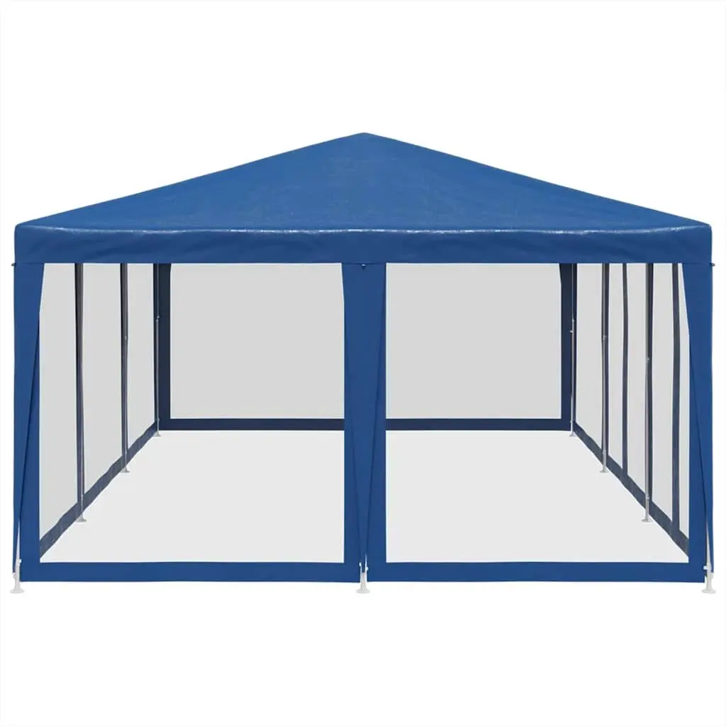 6x4m Blue Party Tent with Mesh Walls