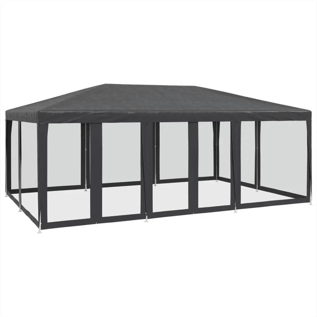 Party Tent Iron 6x4m Water-Resistant Anthracite with 10 Mesh Sidewalls