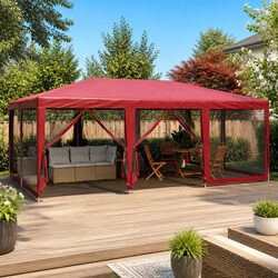 Sturdy 6x4m Outdoor Gazebo Canopy with Mesh Walls