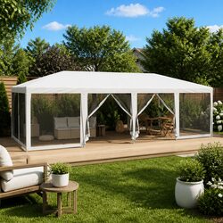 8x4m Heavy-Duty Party Tent with Mesh Sidewalls