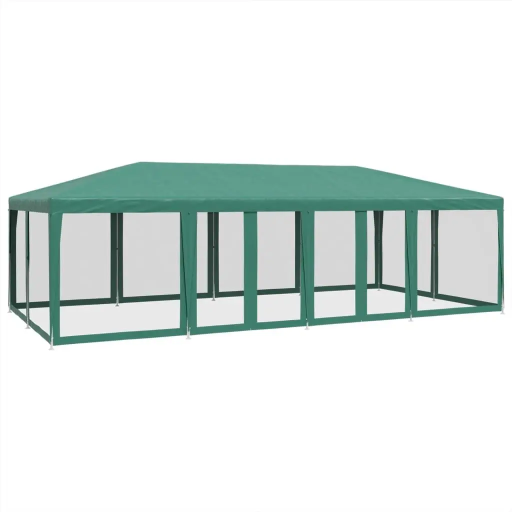 Party Tent Iron 8x4m Green Heavy Duty Mesh Sidewalls Garden Shelter