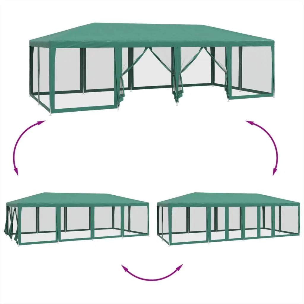 Party Tent Iron 8x4m Green Heavy Duty Mesh Sidewalls Garden Shelter