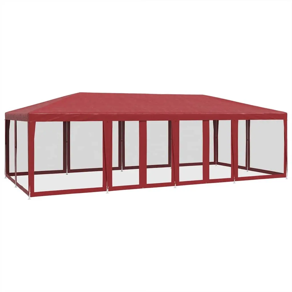 8x4m Party Tent with 12 Mesh Sidewalls in Red
