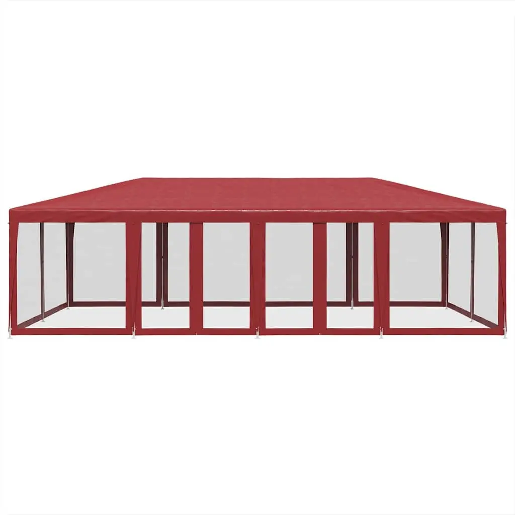 8x4m Party Tent with 12 Mesh Sidewalls in Red