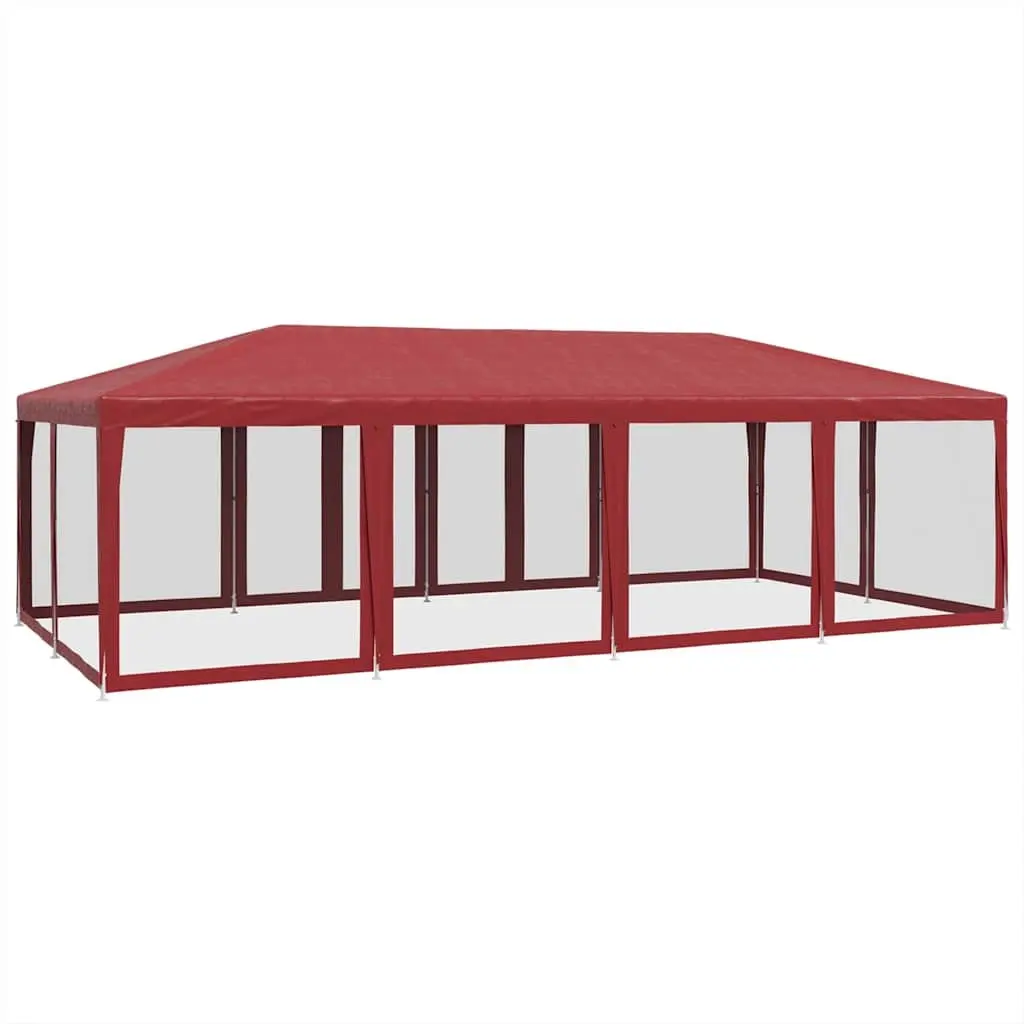 8x4m Party Tent with 12 Mesh Sidewalls in Red