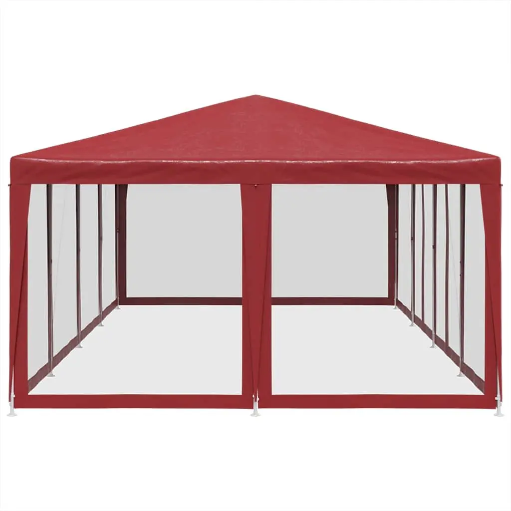 8x4m Party Tent with 12 Mesh Sidewalls in Red