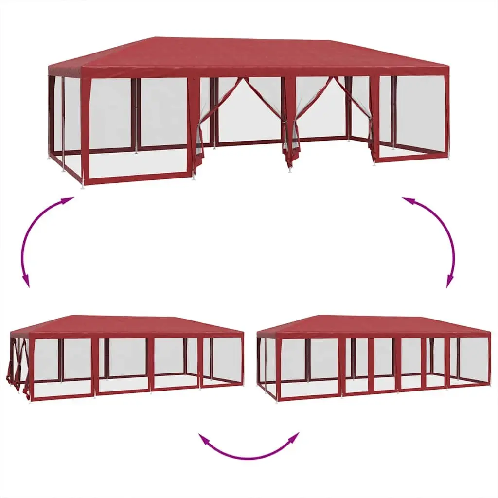 8x4m Party Tent with 12 Mesh Sidewalls in Red