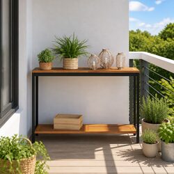 Sturdy Outdoor Console Table with Storage Shelf