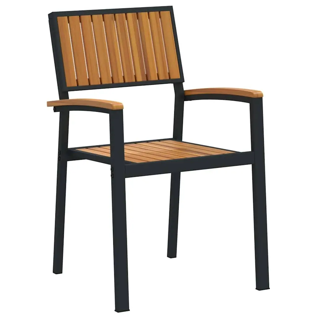 Stacking Chair Solid Acacia Wood 56 x 57 x 87 cm Brown 2 pcs Outdoor Garden