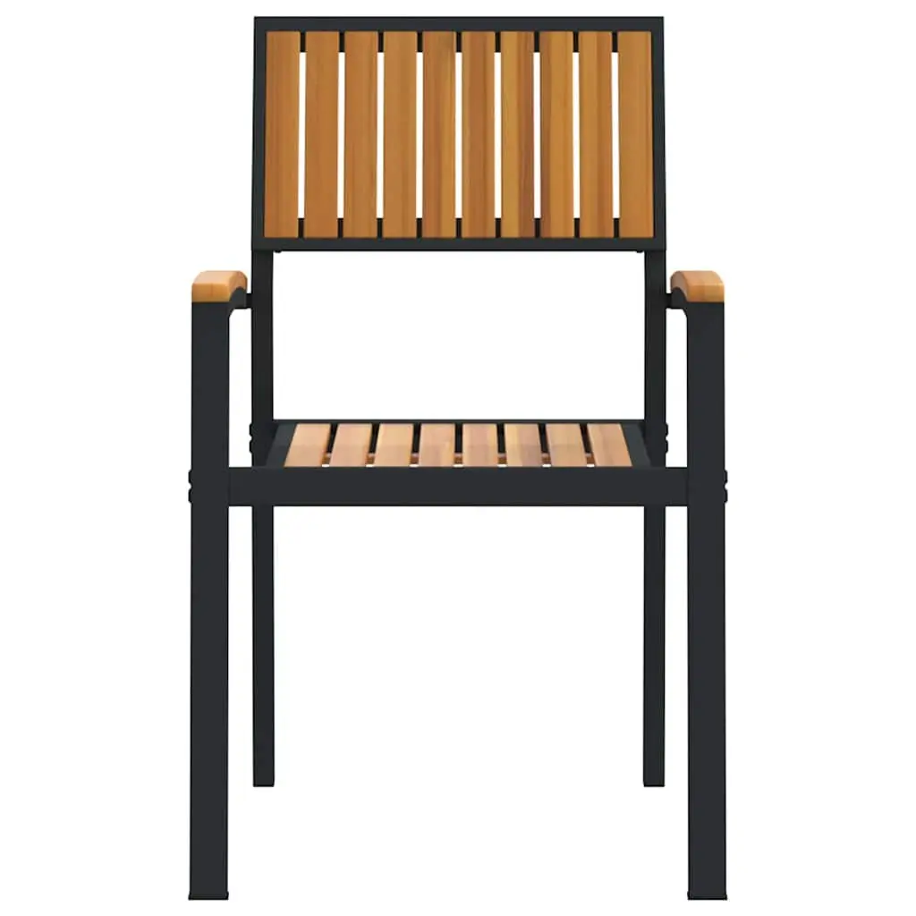 Stacking Chair Solid Acacia Wood 56 x 57 x 87 cm Brown 2 pcs Outdoor Garden