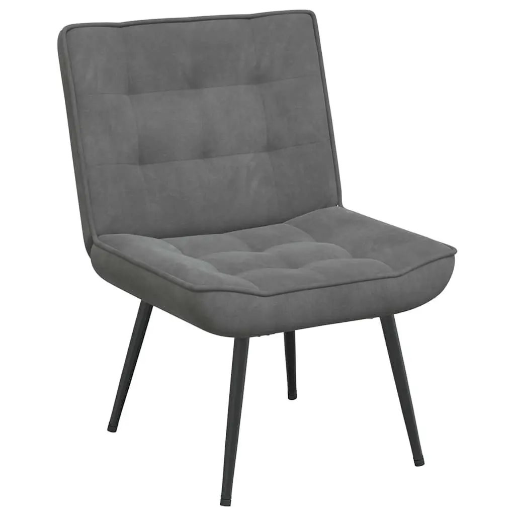 Relaxing Chair Velvet Grey with Footstool Home Office Lounge Seat