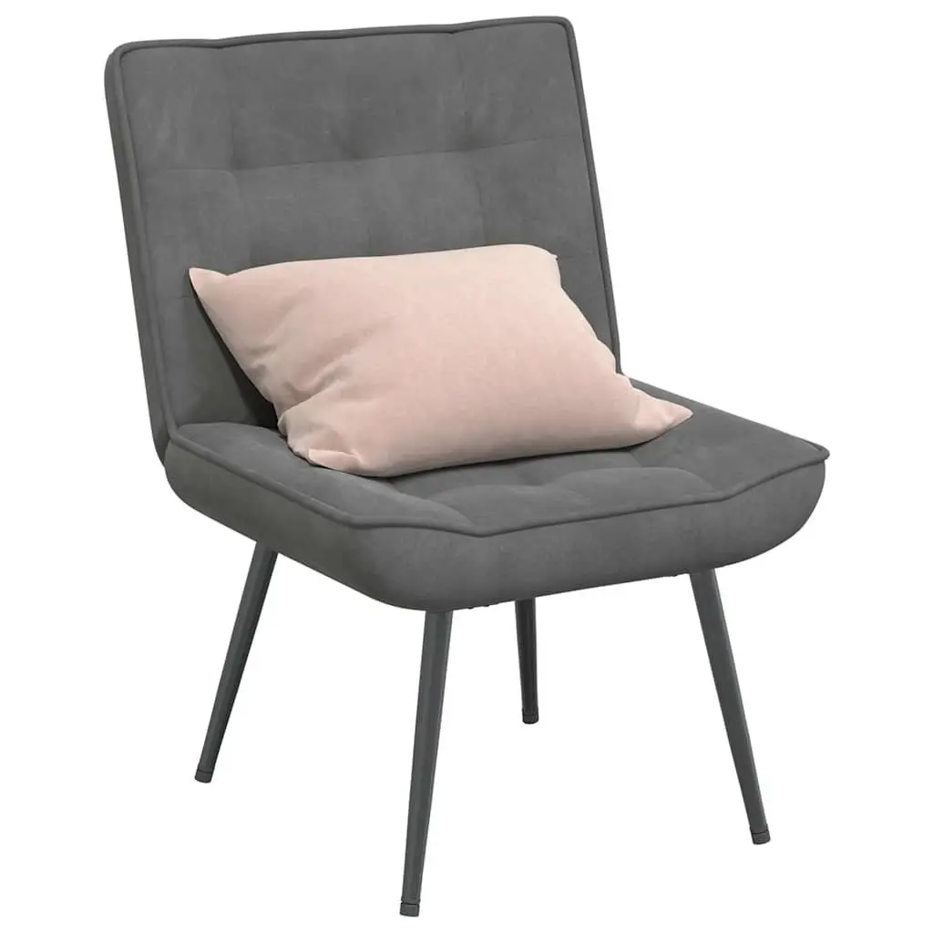 Relaxing Chair Velvet Grey with Footstool Home Office Lounge Seat