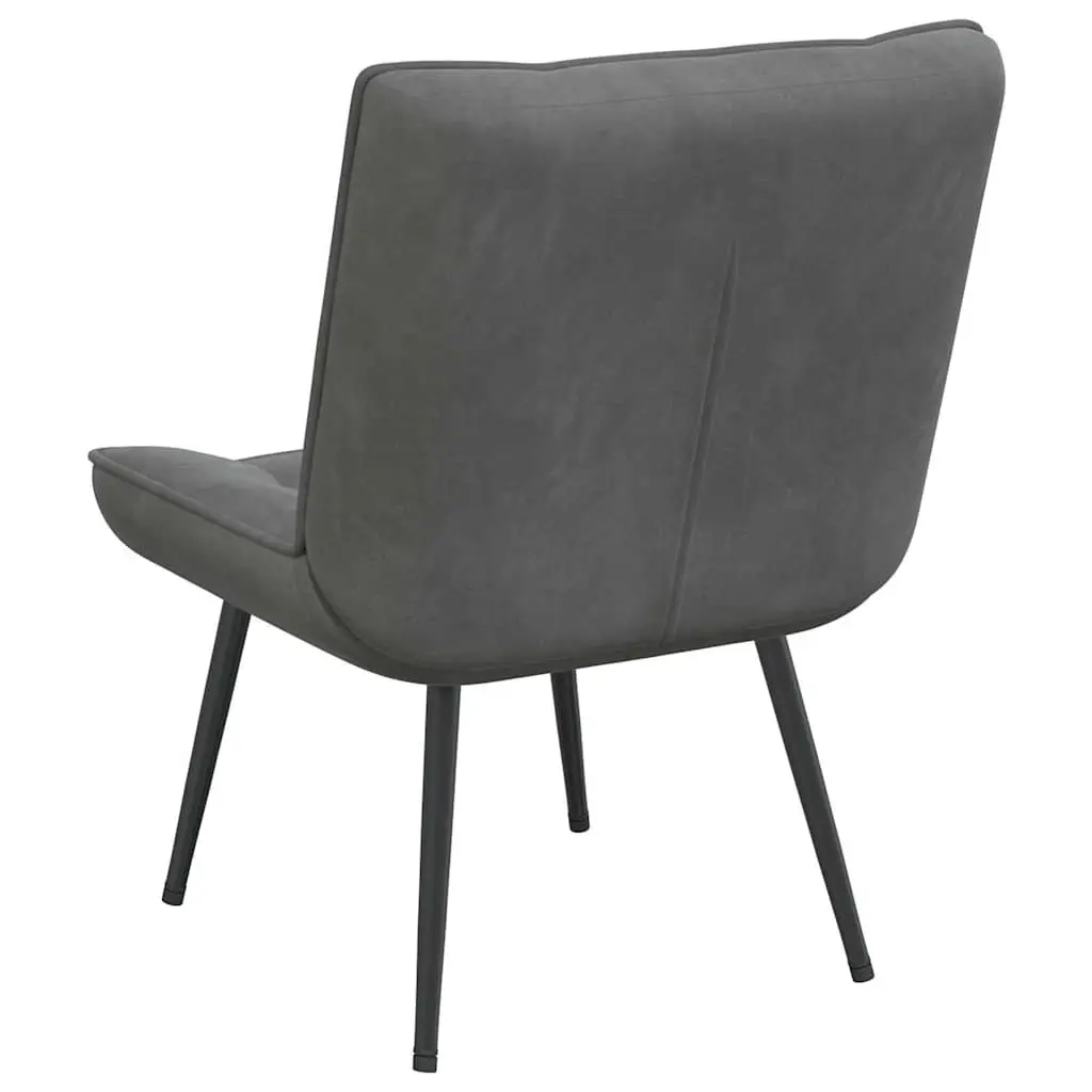 Relaxing Chair Velvet Grey with Footstool Home Office Lounge Seat