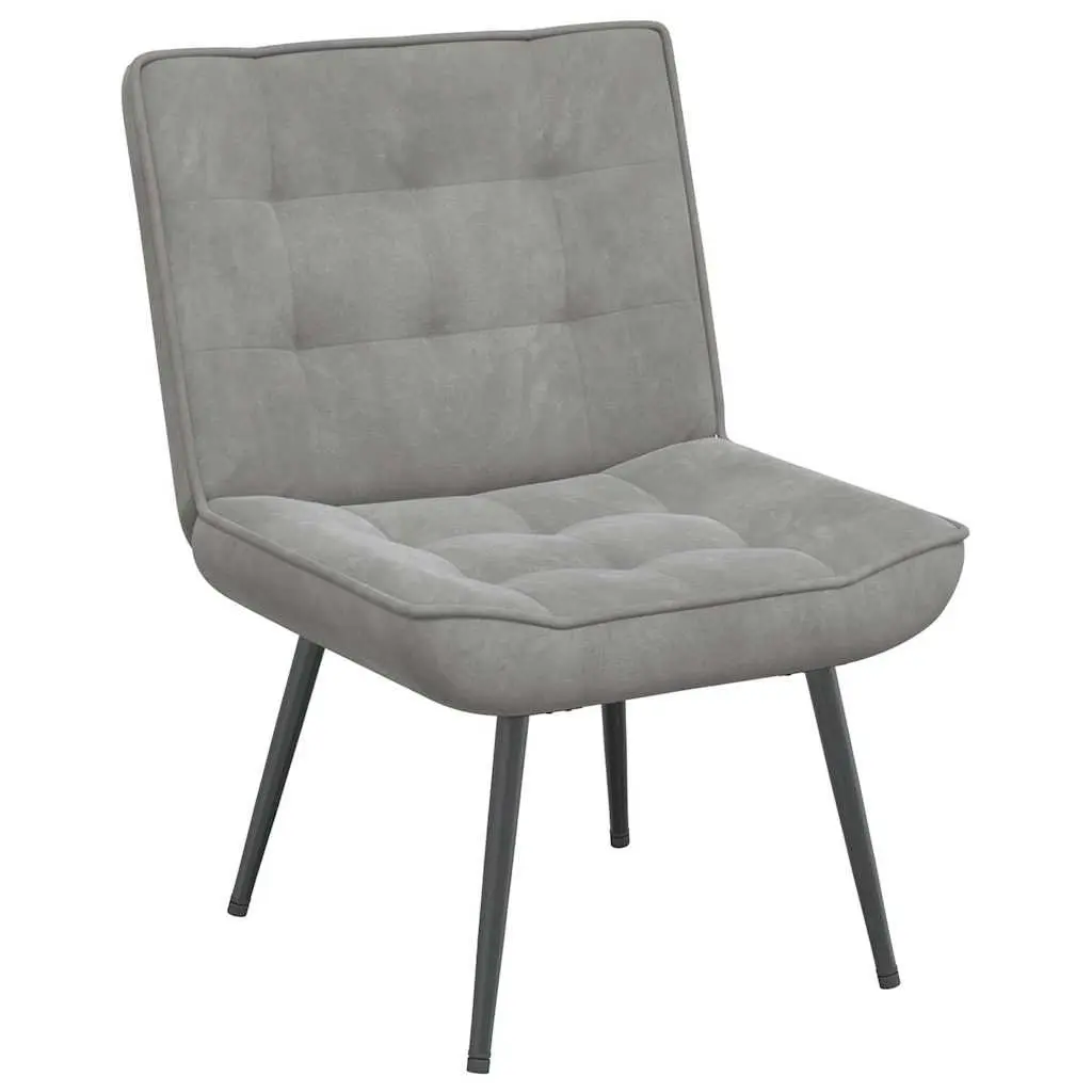 Relaxing Chair Velvet Grey with Footstool Upholstered Lounge Seat