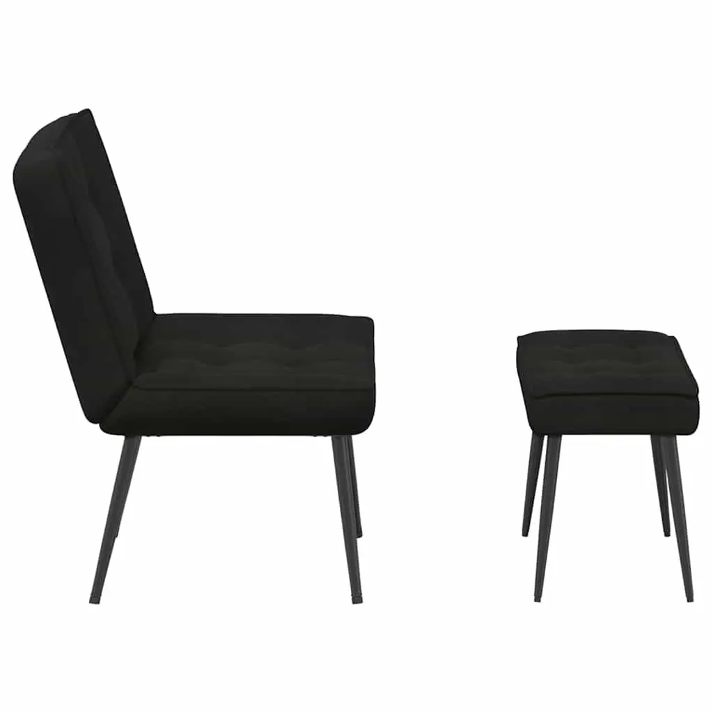 Relaxing Chair Velvet Black with Footrest