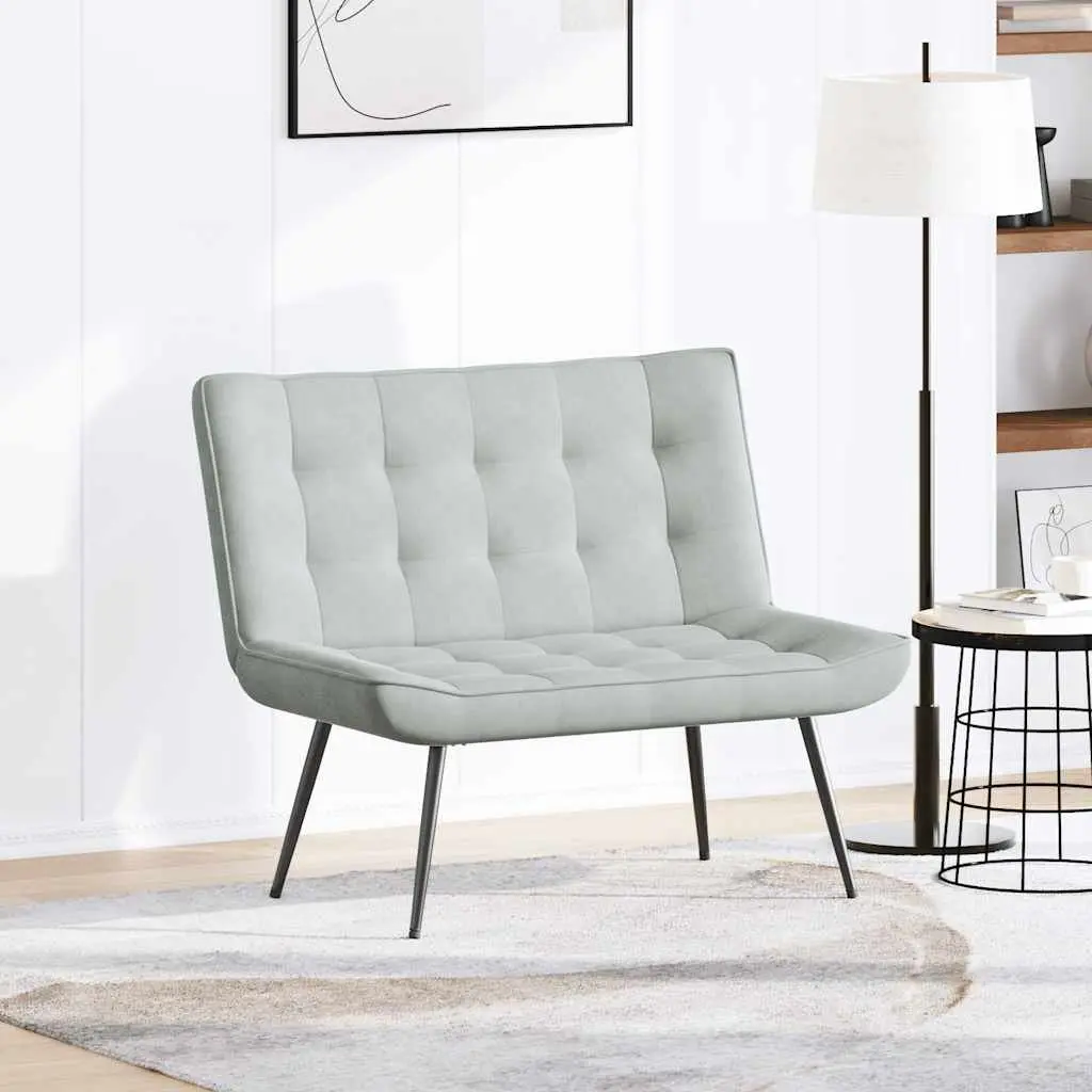 Bench Velvet Grey 110cm Upholstered Seat Backrest Furniture