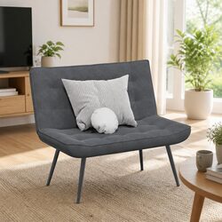 Durable Grey Velvet Bench Seat with Backrest Support