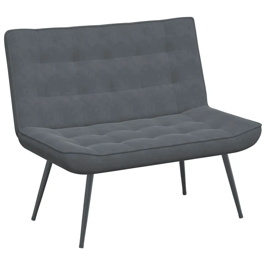 Grey Velvet Bench Seat with Backrest Support