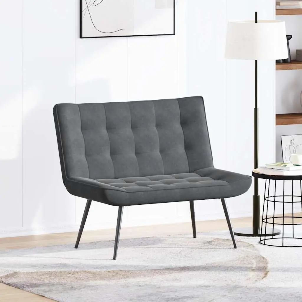 Grey Velvet Bench Seat with Backrest Support