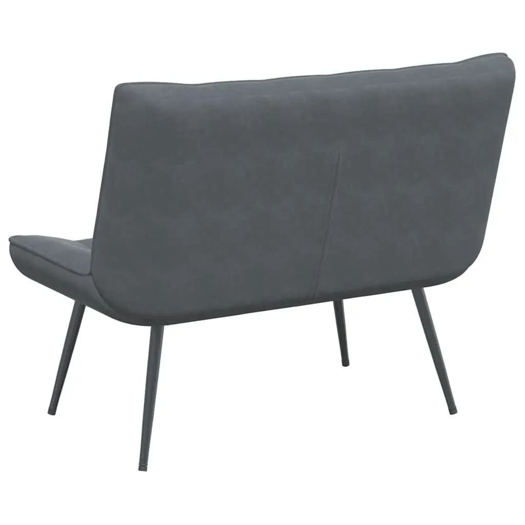 Grey Velvet Bench Seat with Backrest Support