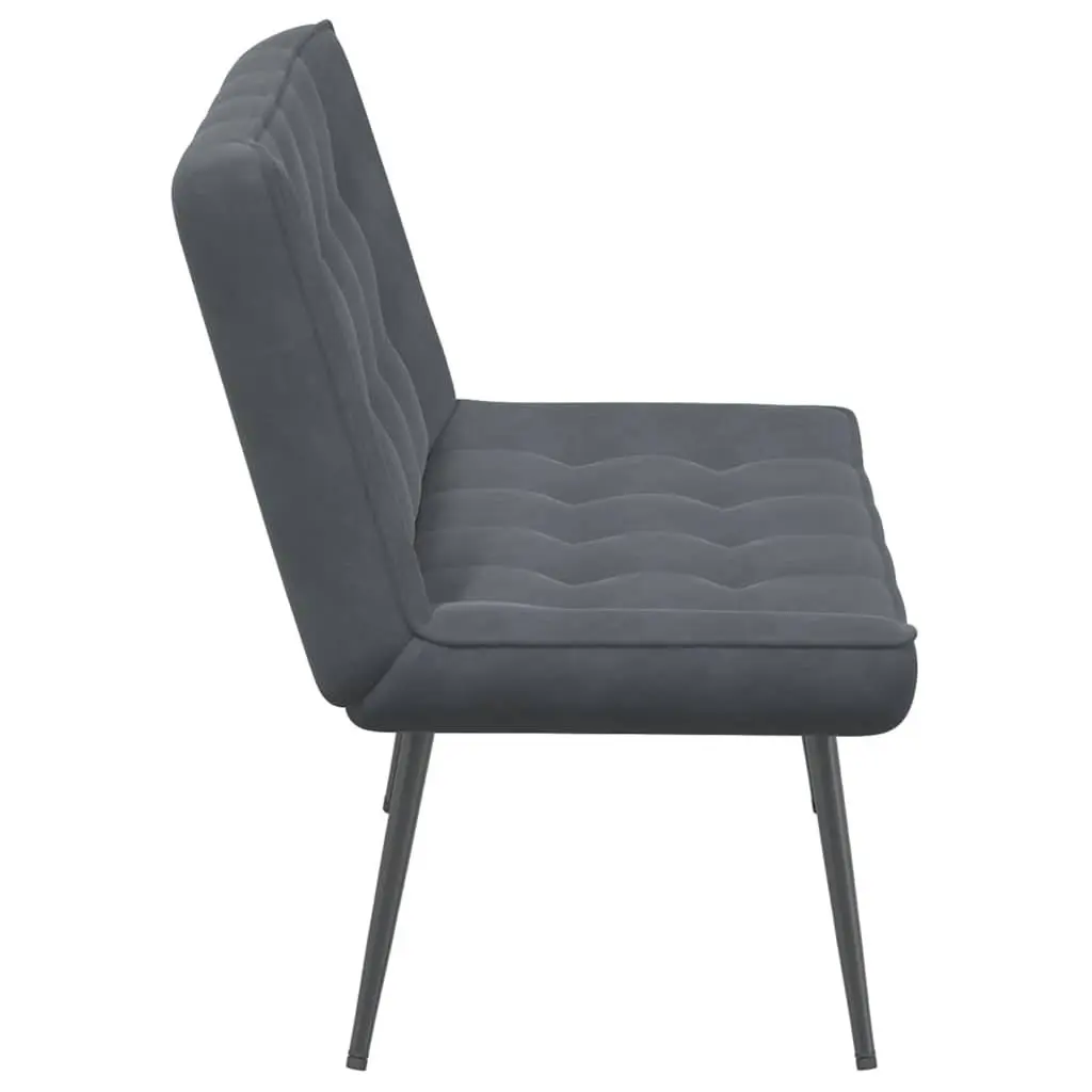 Grey Velvet Bench Seat with Backrest Support