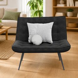 Durable Black Velvet Bench with Comfortable Backrest