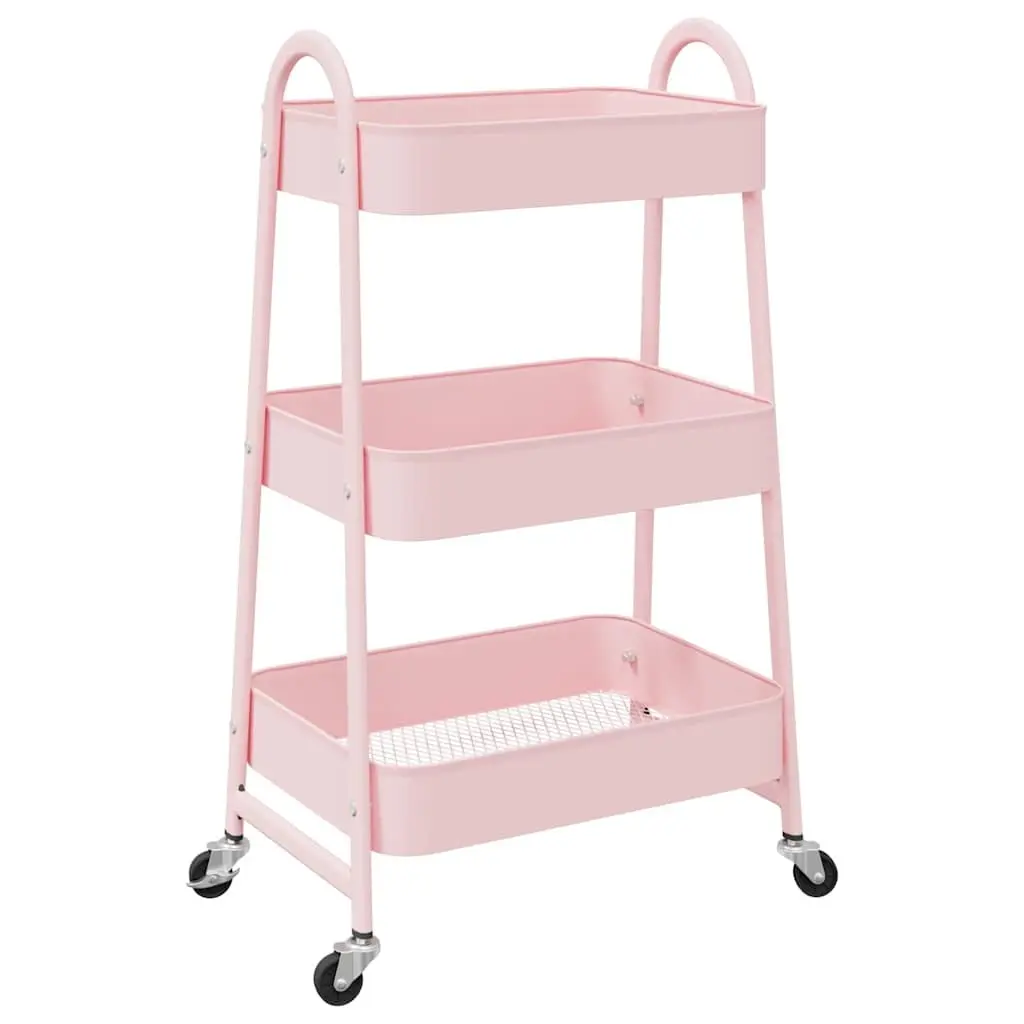 Storage Trolley Painted Steel 3-Tier White Mobile Organiser Cart