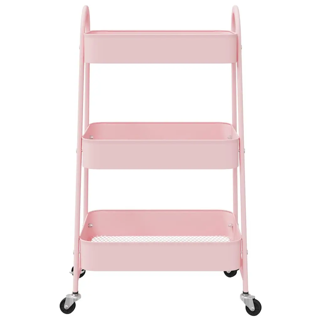 Storage Trolley Painted Steel 3-Tier White Mobile Organiser Cart
