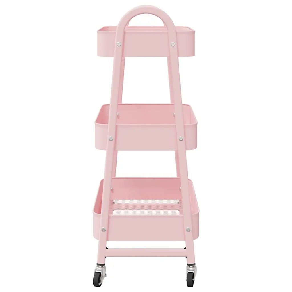 Storage Trolley Painted Steel 3-Tier White Mobile Organiser Cart