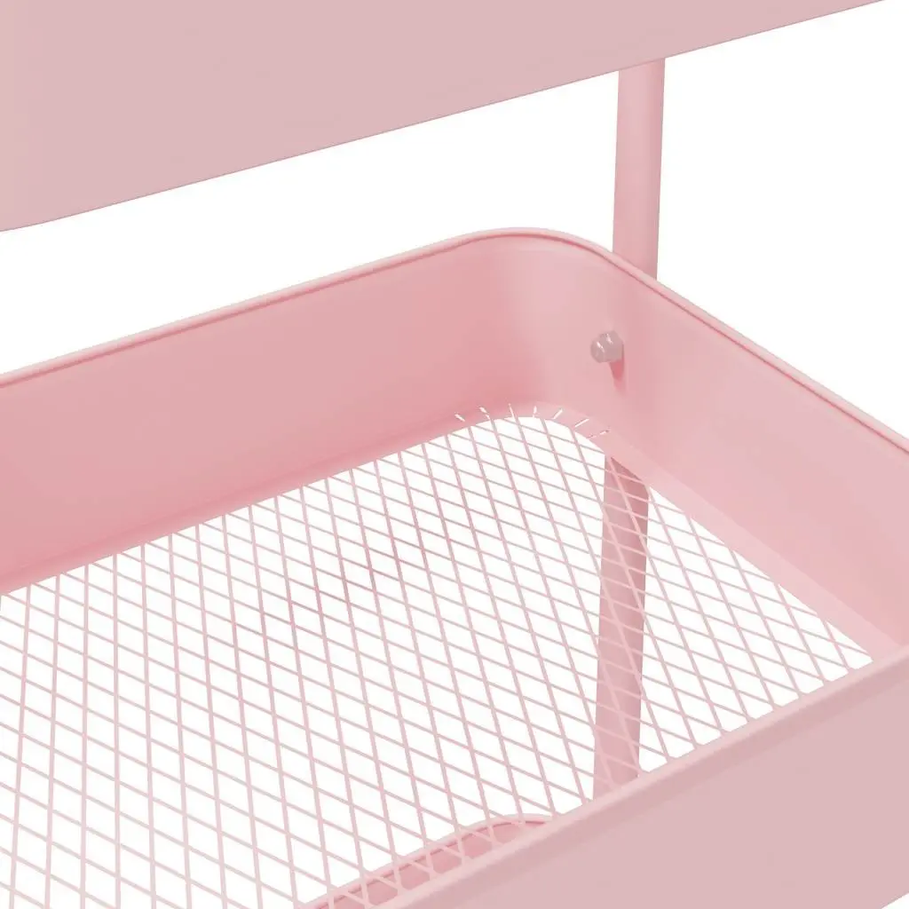 Storage Trolley Painted Steel 3-Tier White Mobile Organiser Cart