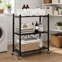 Durable Blue Storage Shelf on Wheels 71x34x88cm