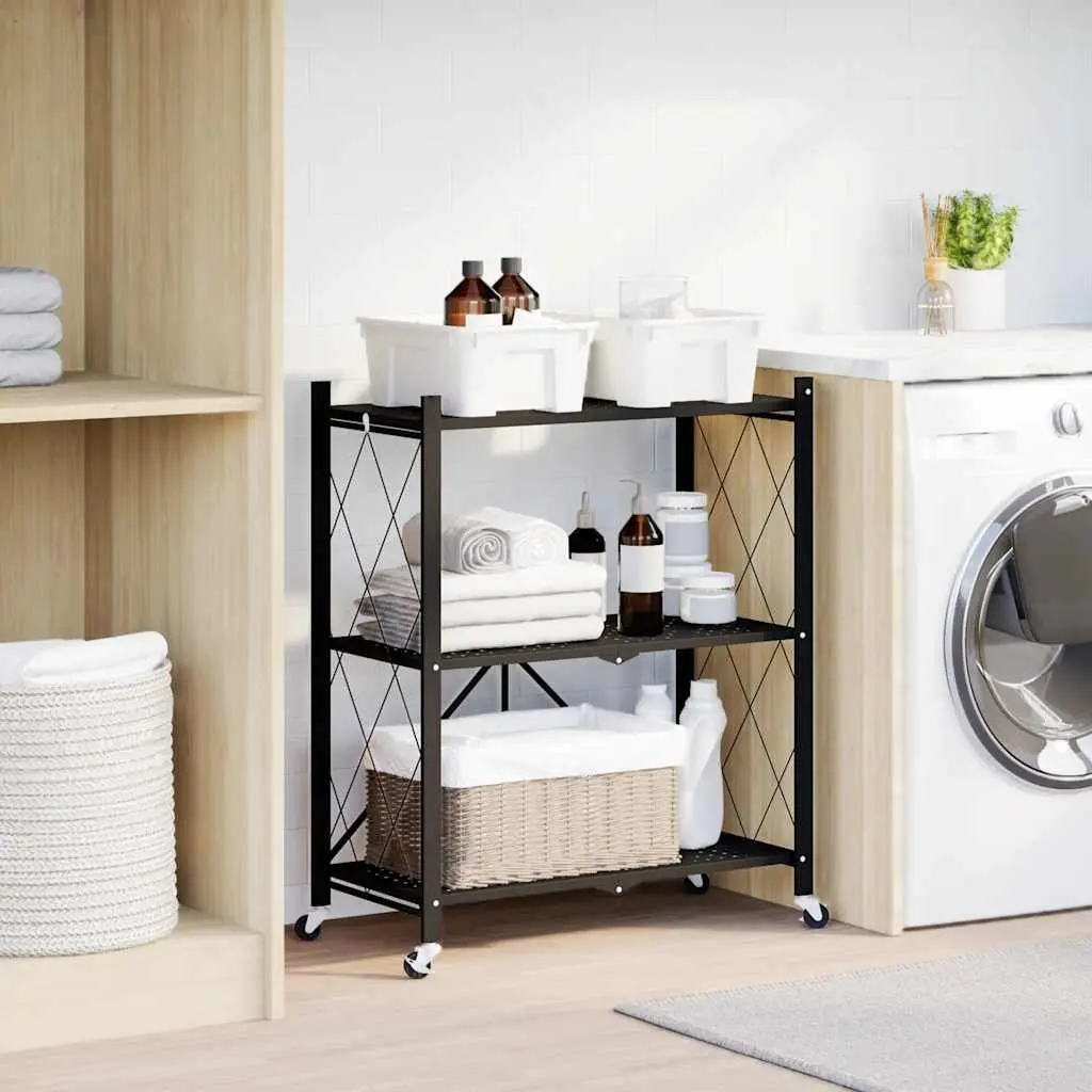 Blue Storage Shelf on Wheels 71x34x88cm