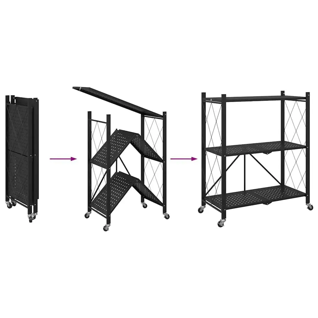 Blue Storage Shelf on Wheels 71x34x88cm
