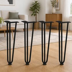 Stylish Hairpin Legs Coffee Table Set of 4 Black 42 cm