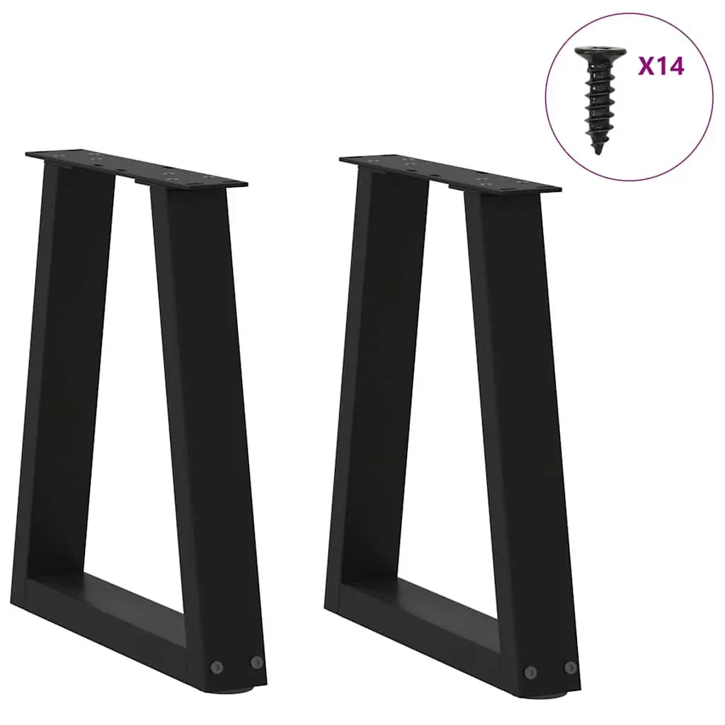 Coffee Table Legs Steel V-Shape Black 38x42-43.3cm Pair