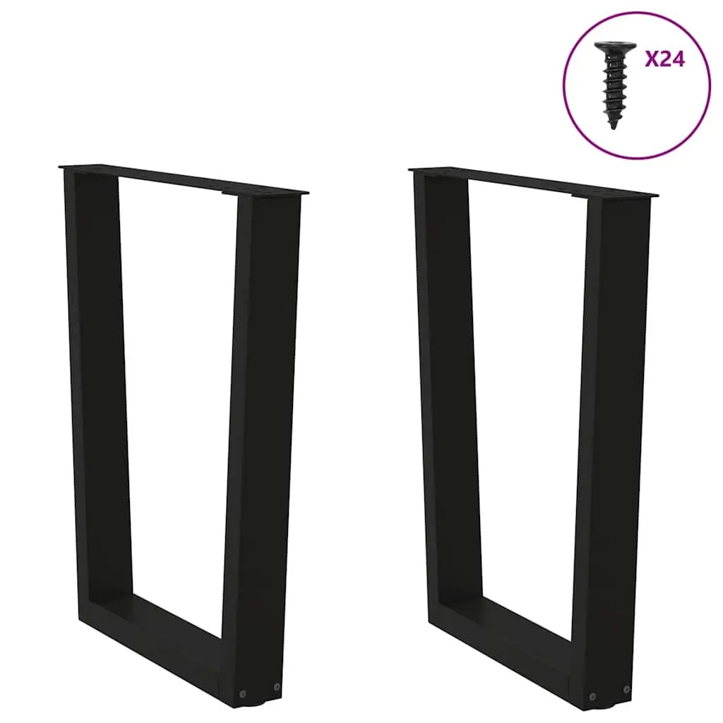V-Shape Dining Table Legs in Black, Steel Pair