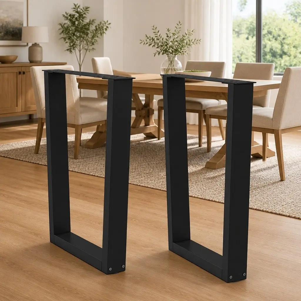 Adjustable V-Shape Dining Table Legs 2pcs in Black Steel