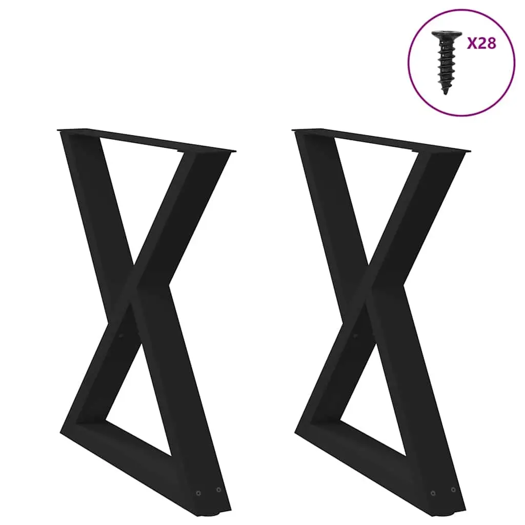 Black Steel Dining Table Legs with Adjustable Feet